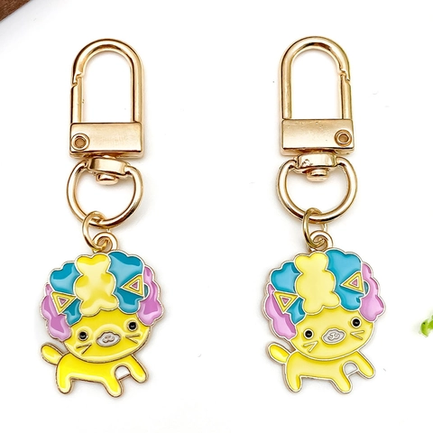 Cartoon Süßes Tier Hund Emaille Schlüsselanhänger Zinklegierung Goldener Welpe Form Rucksack Anhänger Schlüsselring Für Damen Herren Schmuck Geschenk