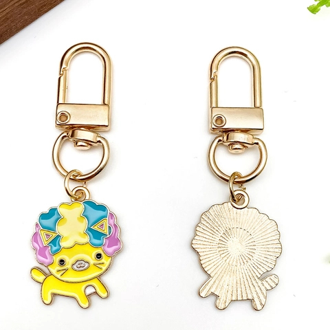 Cartoon Süßes Tier Hund Emaille Schlüsselanhänger Zinklegierung Goldener Welpe Form Rucksack Anhänger Schlüsselring Für Damen Herren Schmuck Geschenk