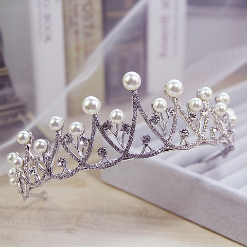 Eleganter Koreanischer Legierung Braut Krone Mit Künstliche Perlen Und Strass Silber Hochzeit Haarschmuck Für Damen