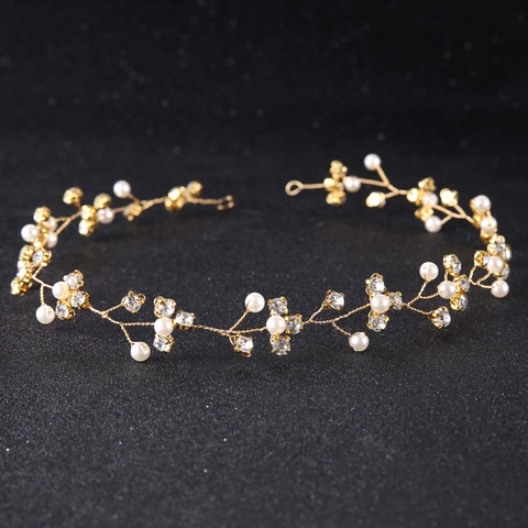 Vite per Capelli da Sposa Fatta a Mano Con Filo di Lega Perla Artificiale Strass Fascia Floreale per Matrimonio Festa Donna Gioielli