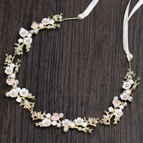 Vite per Capelli Sposa Strass Perla Artificial Fiore Conchiglia Fascia Matrimonio Donna Elegante Accessorio Capelli Floreale Oro Argento