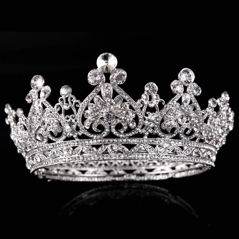 Luxus Barock Strass Herz Braut Krone Legierung Hochzeit Tiara Kopfschmuck Vintage Gold Silber Stirnband Damen Haarschmuck