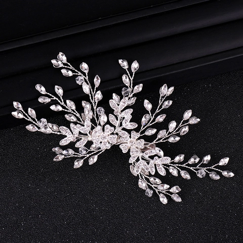 Elegante Pinza para el Cabello de Flor de Aleación de Diamantes de Imitación para Mujer Accesorios para el Cabello de Boda de Novia Joyería