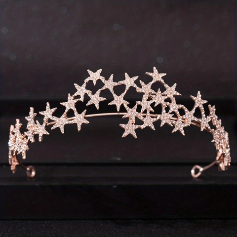 Eleganter Star Pentagramm Brautkrone Legierung Strass Hochzeit Haarschmuck Party Geburtstag Tiaras Für Damen Kopfschmuck