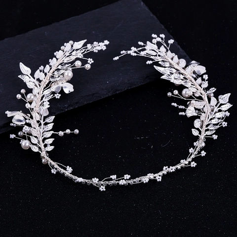 Fatto a Mano in Lega Perla Artificiale Strass Vite per Capelli Sposa Argento Fiore Matrimonio Fascia per Capelli Donna Gioielli