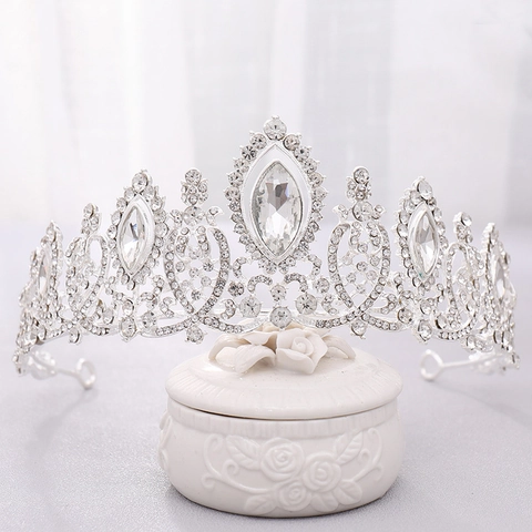 Barokke Vintage Bruidskroon Legering Strass Bruiloft Tiara Voor Vrouwen Verjaardagsfeest Luxe Paleisstijl Hoofddeksel Accessoire