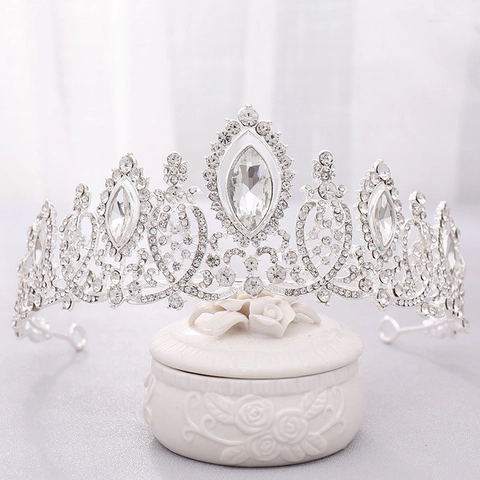 Barock Vintage Braut Krone Legierung Strass Hochzeit Tiara Für Damen Geburtstag Party Luxus Palast Stil Kopfschmuck Zubehör