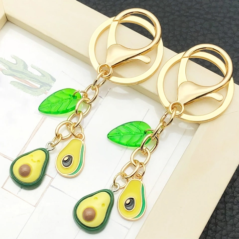 Kreativer Simulation Frucht Schlüsselanhänger Gold Legierung Harz Avocado Ananas Banane Zitrone Birne Anhänger Rucksack Schlüsselanhänger Dekor Geschenk