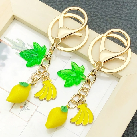 Portachiavi in Resina 3D Frutta Simulata Limone Banana Ananas Avocado Lega Oro Portachiavi per Donna Decorazione Borsa