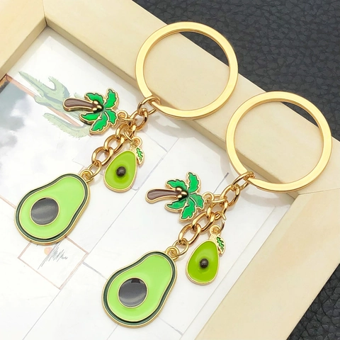 Süßer Cartoon Frucht Schlüsselanhänger Avocado Kokosnussbaum Emaille Schlüsselring Zinklegierung Tasche Anhänger Hase Erdbeere Zubehör