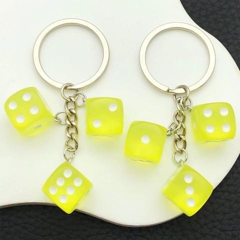 Kreativ Harz Transparent 3D Würfel Schlüsselanhänger Für Damen Herren Auto Schlüsselring Tasche Anhänger Schmuck Geschenk