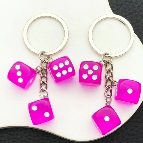 Porte-clés en Résine Transparente Dés Pendentif Cube 3D Créatif Pour Sac à Dos Sac Ornement Décoration De Sac à Main Mode