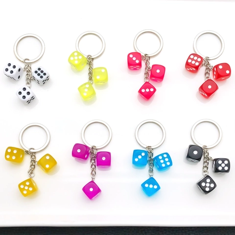 Kreative Harz Würfel Schlüsselanhänger Anhänger Bunte Transparente Würfel Hängen Für Auto Tasche Mode Schlüsselring Schmuck Zubehör