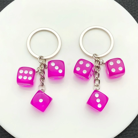 Porte-clés en Résine Transparente Dés Pendentif Cube 3D Créatif Pour Sac à Dos Sac Ornement Décoration De Sac à Main Mode