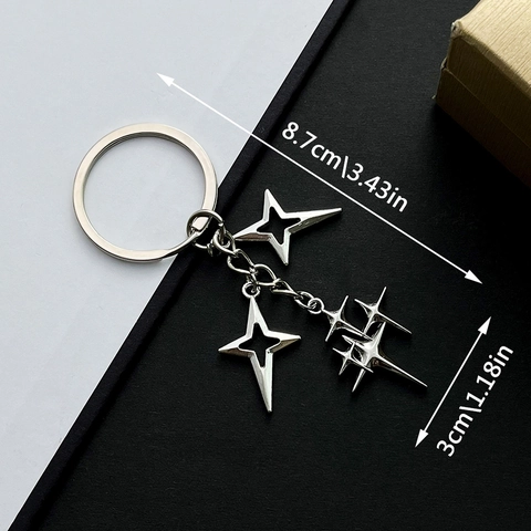 Antiksilber Vierzackiger Stern Schlüsselanhänger Metall Zinklegierung Stern Anhänger Tasche Charm Für Rucksack Koffer Schmuck Accessoire