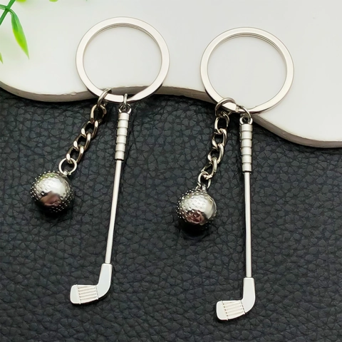 Kreatives Altsilber Metall Golfschläger Und Ball Schlüsselanhänger Sportlich Tasche Anhänger Für Damen Herren Golf Liebhaber Geschenk