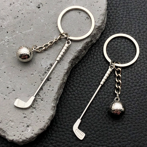 Kreatives Altsilber Metall Golfschläger Und Ball Schlüsselanhänger Sportlich Tasche Anhänger Für Damen Herren Golf Liebhaber Geschenk