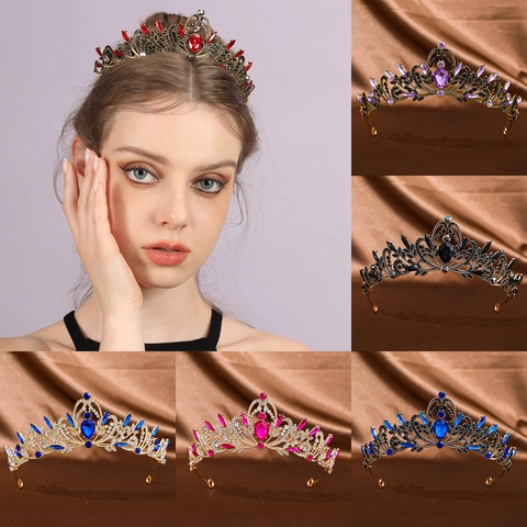 Vintage Barock Legierung Strass Hochzeit Krone Tiara Für Damen Elegant Prinzessin Kopfschmuck Für Fotografie Brautschmuck