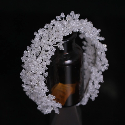 Lussuoso Cerchietto da Sposa con Perle Artificiali e Cristalli Intrecciato a Mano per Matrimonio Festa Copricapo Elegante Accessori Capelli Donna