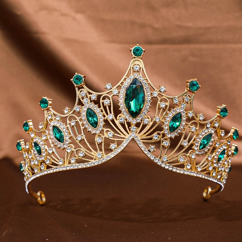 Barock Vintage Legierung Strass Krone Tiara Für Damen Hochzeit Party Luxus Kristall Haarschmuck Prinzessin Kopfschmuck