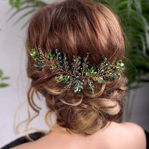 Handmade Crystal Glass Beaded Hair Vine Bridal Wedding Headband Forest Plant Style Hair Accessory For Women Party Jewelry