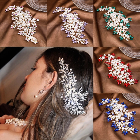 Peineta de Novia de Aleación con Perlas Artificiales y Strass Elegante Accesorio para el Cabello de Boda Mujer Joyería