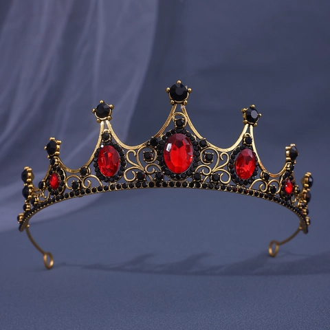 Couronne Diadème Baroque Vintage pour Femmes Alliage Or Argent Strass Accessoire de Tête Mariée pour Mariage Fête Anniversaire Bijoux