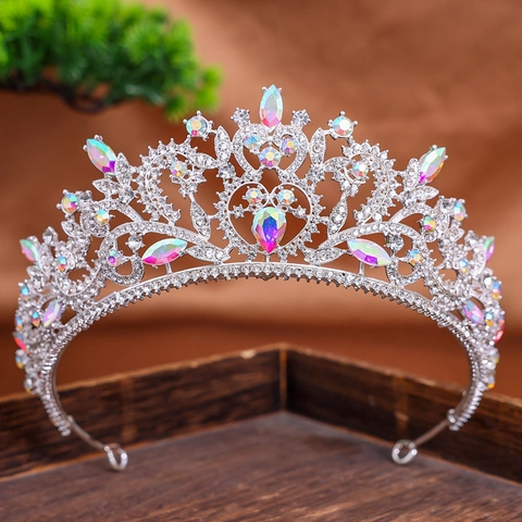 Luxury Baroque Bridal Tiara Alloy Rhinestone Princess Crown For Wedding Party Elegant Heart Pattern Women Hair Accessories