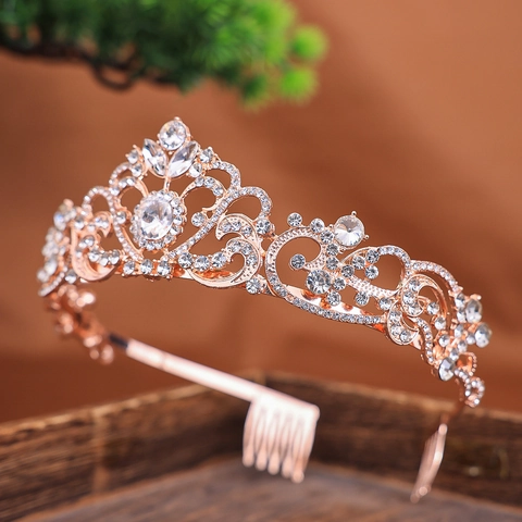 Luxus Legierung Strass Krone Tiara Barock Hohl Rollen Hochzeit Party Performance Kopfschmuck Damen Haarschmuck