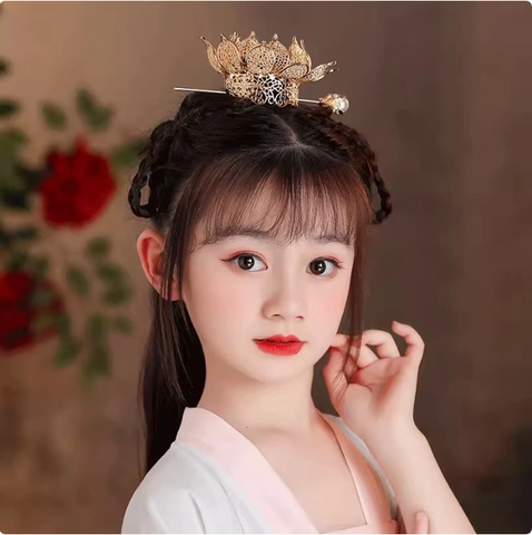 Couronne De Cheveux En Alliage De Lotus Vintage Pour Femmes Style Chinois Ancien Or Argent Ensemble Épingle À Cheveux Mariage Bijoux