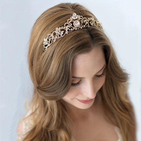 Luxus Legierung Strass Krone Tiara Barock Hohl Rollen Hochzeit Party Performance Kopfschmuck Damen Haarschmuck