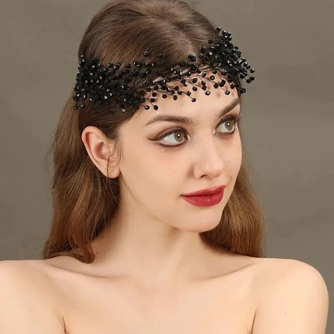 Handgemaakte Kristallen Bruids Hoofdband Voor Vrouwen Bruiloft Feest Elegante Wijnstok Haaraccessoire Met Verstelbaar Satijnen Lint