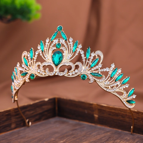 Barock Vintage Strass Luxus Brautkrone Tiara Für Hochzeit Prinzessin Haarschmuck Legierung Kristall Kopfschmuck
