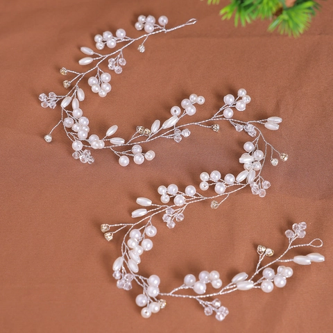 Vite per Capelli da Sposa Fatta a Mano con Perla Artificiale Strass Copricapo da Sposa Elegante Filo in Lega Fiori Accessori per Capelli Gioielli da Donna