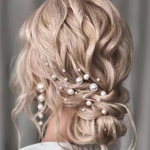 Europese Bruids Kunstparel Haarpelden U-Vormige Legering Haarstokjes Voor Rommelige Knot Bruiloft Styling Accessoires Hoofddeksel Dames