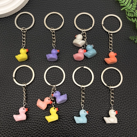 Cute Cartoon Resin Duck Keychain Colorful Animal Keyring Bag Pendant Backpack Charm Jewelry Gift For Women Kids