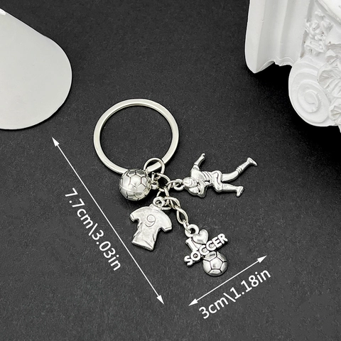 Soccer American Football Sports Theme Keychain Zinc Alloy Silver Athlete Jersey Helmet Charms Bag Pendant Keyring Gift