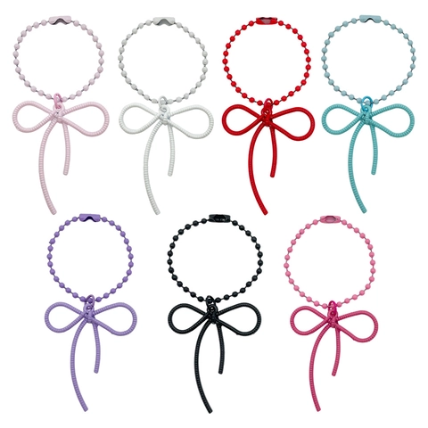 Bowknot Alloy Painted Keychain Charm DIY Creative Ball Chain Pendant For Backpack Phone Case Women Decorative Accessories