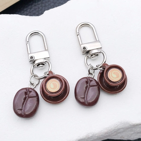 Simulation Kaffeebohne Tasse Schlüsselanhänger Zinklegierung Harz Miniatur Essen Rucksack Anhänger Dekor Für Kaffeeliebhaber Zubehör