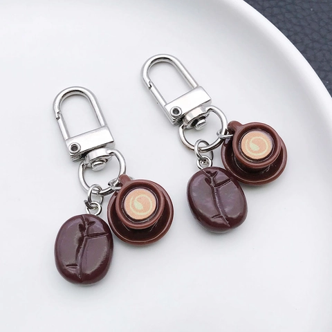 Simulation Kaffeebohne Tasse Schlüsselanhänger Zinklegierung Harz Miniatur Essen Rucksack Anhänger Dekor Für Kaffeeliebhaber Zubehör