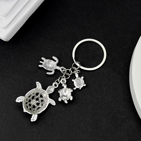 Portachiavi Tartaruga Marina in Lega d'Argento Antico Ciondolo Animale Stile Marino Vintage Ornamento da Appendere per Borsa Gioielli Regalo Donna Uomo