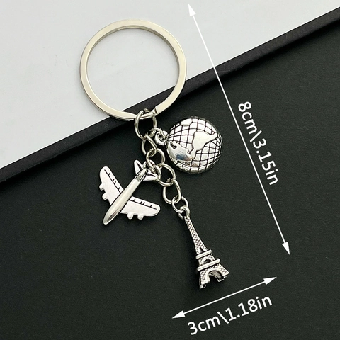 Metall Reise Schlüsselanhänger Flugzeug Globus Eiffelturm Anhänger Zinklegierung Schlüsselring Reise Souvenir Geschenk Für Herren Damen
