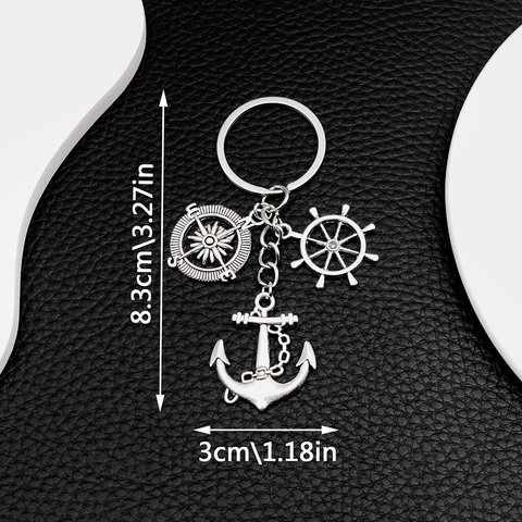 Antiksilberner Nautischer Schlüsselanhänger Zinklegierung Anker Kompass Steuerrad Schlüsselring Taschenanhänger Autoanhänger Schmuck Geschenk Herren Damen