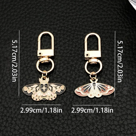 Portachiavi Smaltato a Forma di Farfalla e Falena Vintage in Lega di Zinco Dorato Pendente per Borsa Auto Accessori per Donna
