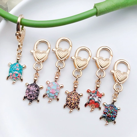 Kreative Emaille Legierung Schildkröte Schlüsselanhänger Mit Herz Karabinerverschluss Floral Leopardenmuster Tier Tasche Anhänger