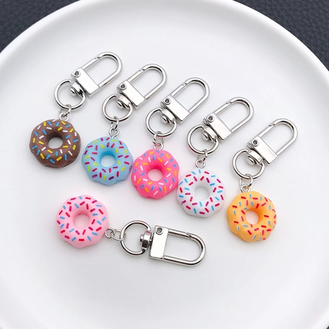 Portachiavi a Forma di Ciambella in Resina Colorata per Donne Bambini Simpatici Ciondoli per Borse a Forma di Cibo Gioielli Regalo Accessori