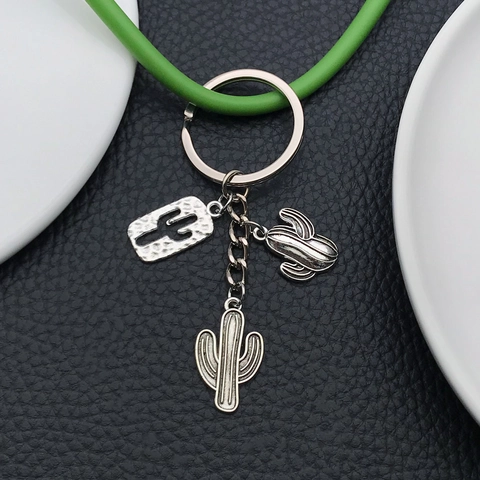 Portachiavi in Stile Western Argento Antico Lega di Zinco Cactus Stivale da Cowboy Ciondolo Cappello Portachiavi Retro in Metallo