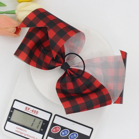 Rood Zwart Buffalo Ruit Lint Strik Haarspeld Set Zoete Prinses Haar elastiek Voor Meisjes Kerstmis Haaraccessoires