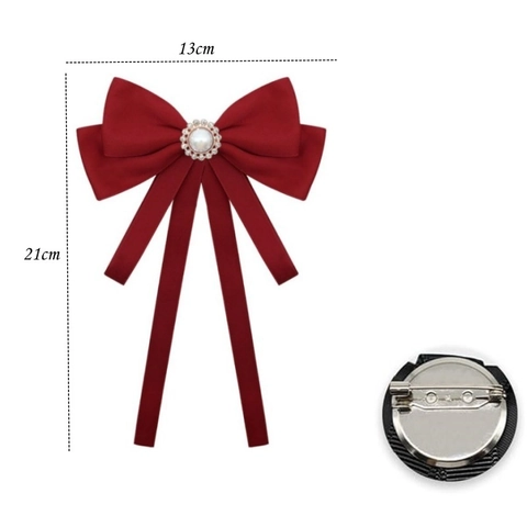 Elegant Alloy Bow Brooch For Women With Artificial Pearl And Rhinestone Korean Style Ribbon Bow Tie Uniform Pin Jewelry