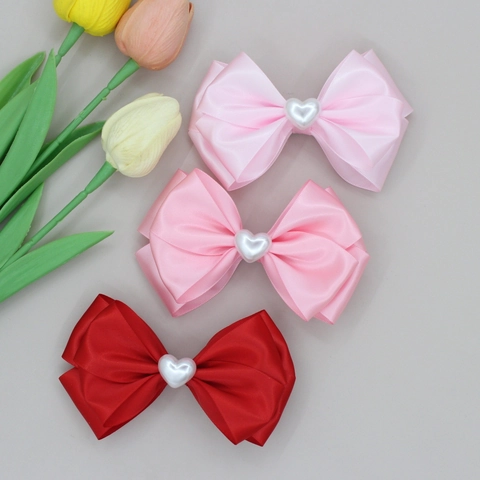 Fermaglio Per Capelli Con Fiocco In Raso Dolce Con Perla Artificiale A Cuore Eleganti Accessori Per Capelli Donna Ragazza Regalo San Valentino